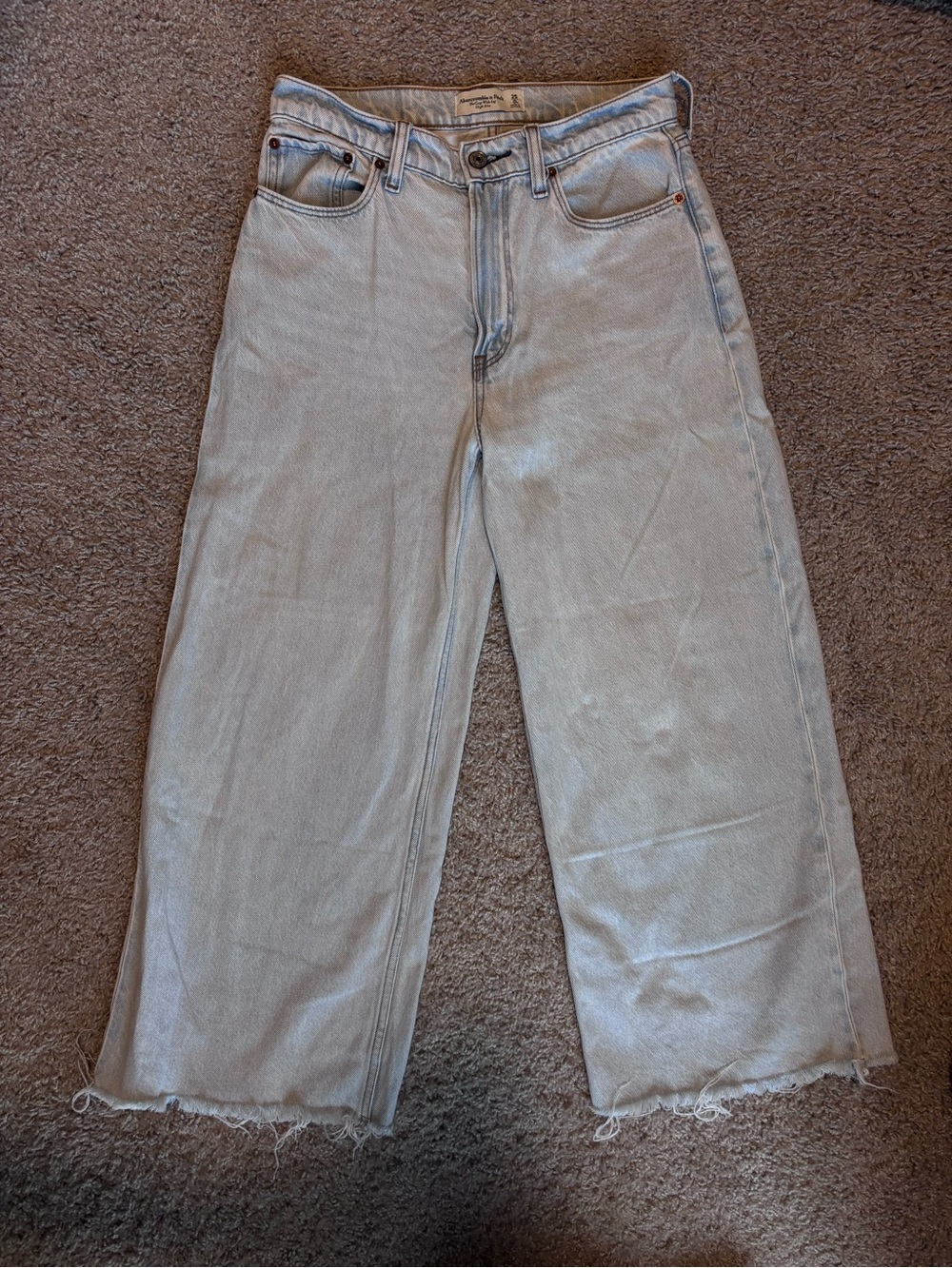 Abercrombie & Fitch The Crop Wide Leg High Rise Light Wash Jeans